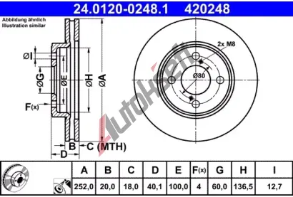 ATE Brzdov kotou - 252 mm AT 420248, 24.0120-0248.1