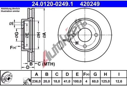 ATE Brzdov kotou - 236 mm AT 420249, 24.0120-0249.1