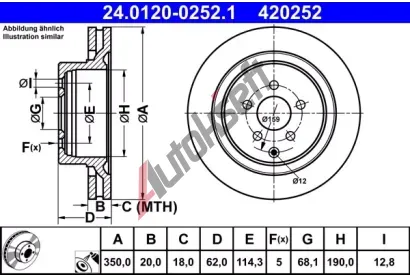 ATE Brzdov kotou - 350 mm AT 420252, 24.0120-0252.1
