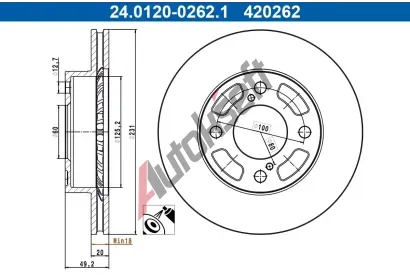 ATE Brzdov� kotou� - 231 mm AT 420262, 24.0120-0262.1