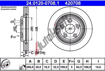 ATE Brzdov kotou - 288 mm AT 420708, 24.0120-0708.1