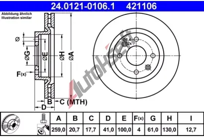 ATE Brzdov kotou - 259 mm AT 421106, 24.0121-0106.1