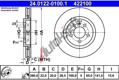 ATE Brzdov kotou - 280 mm AT 422100, 24.0122-0100.1