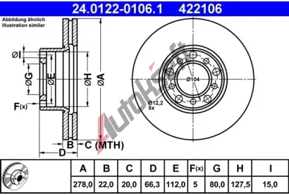 ATE Brzdov kotou - 278 mm AT 422106, 24.0122-0106.1