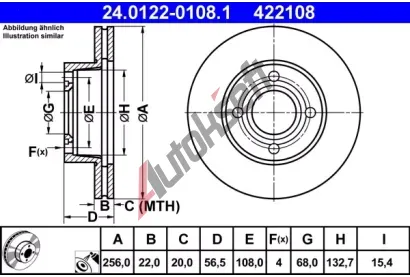 ATE Brzdov kotou - 256 mm AT 422108, 24.0122-0108.1