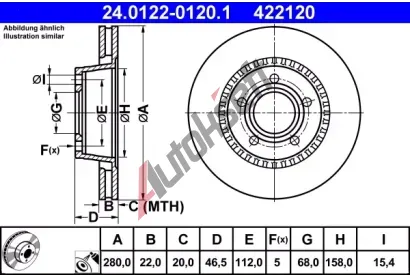 ATE Brzdov kotou - 280 mm AT 422120, 24.0122-0120.1