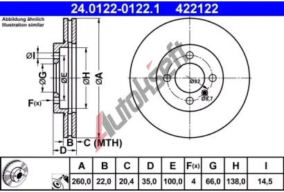 ATE Brzdov kotou - 260 mm AT 422122, 24.0122-0122.1