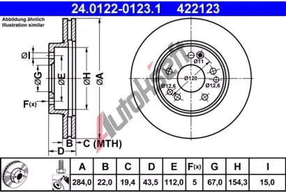 ATE Brzdov kotou - 284 mm AT 422123, 24.0122-0123.1