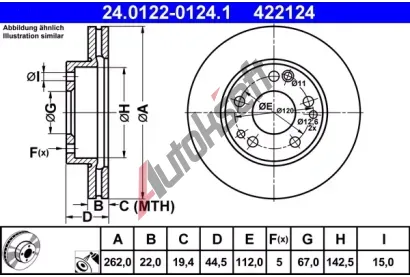 ATE Brzdov kotou - 262 mm AT 422124, 24.0122-0124.1