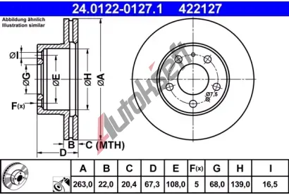 ATE Brzdov kotou - 263 mm AT 422127, 24.0122-0127.1