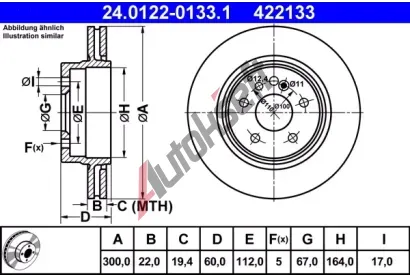 ATE Brzdov kotou - 300 mm AT 422133, 24.0122-0133.1