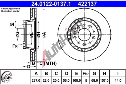 ATE Brzdov kotou - 287 mm AT 422137, 24.0122-0137.1