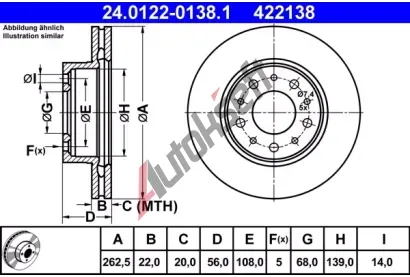 ATE Brzdov kotou - 263 mm AT 422138, 24.0122-0138.1