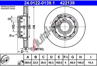 ATE Brzdov kotou - 280 mm AT 422139, 24.0122-0139.1