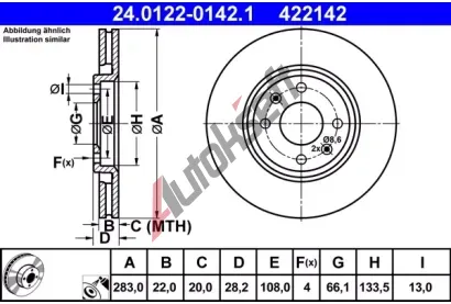 ATE Brzdov kotou - 283 mm AT 422142, 24.0122-0142.1