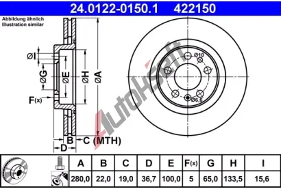 ATE Brzdov kotou - 280 mm AT 422150, 24.0122-0150.1