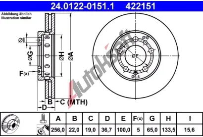 ATE Brzdov kotou - 256 mm AT 422151, 24.0122-0151.1