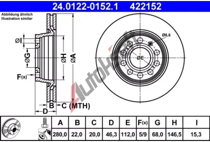 ATE Brzdov kotou - 280 mm AT 422152, 24.0122-0152.1