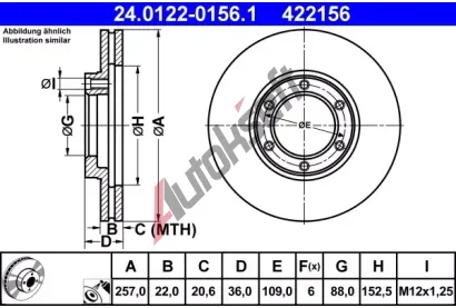 ATE Brzdov kotou - 257 mm AT 422156, 24.0122-0156.1