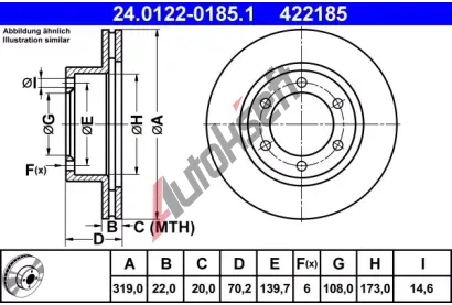 ATE Brzdov kotou - 319 mm AT 422185, 24.0122-0185.1