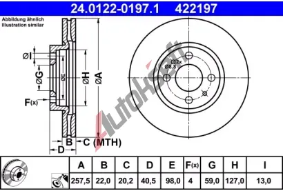 ATE Brzdov kotou - 258 mm AT 422197, 24.0122-0197.1