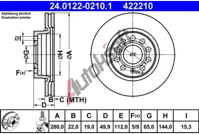 ATE Brzdov kotou - 280 mm AT 422210, 24.0122-0210.1