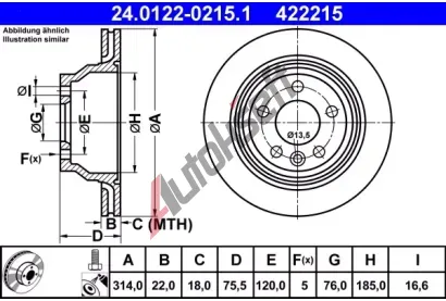 ATE Brzdov kotou - 314 mm AT 422215, 24.0122-0215.1