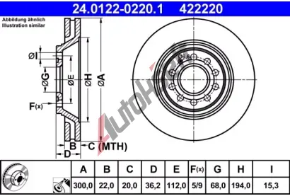 ATE Brzdov kotou - 300 mm AT 422220, 24.0122-0220.1