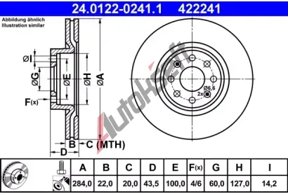 ATE Brzdov kotou - 284 mm AT 422241, 24.0122-0241.1