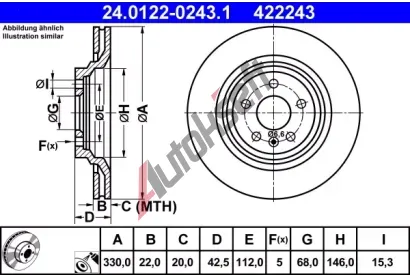 ATE Brzdov kotou - 330 mm AT 422243, 24.0122-0243.1