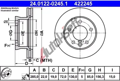 ATE Brzdov kotou - 285 mm AT 422245, 24.0122-0245.1