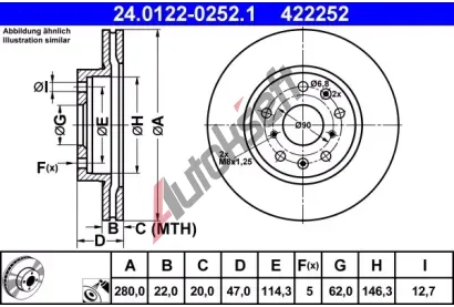 ATE Brzdov kotou - 280 mm AT 422252, 24.0122-0252.1