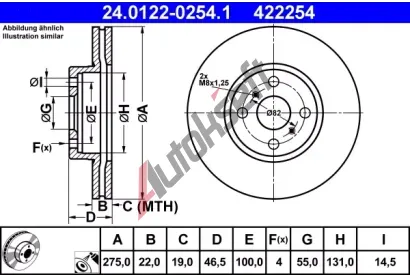 ATE Brzdov kotou - 275 mm AT 422254, 24.0122-0254.1