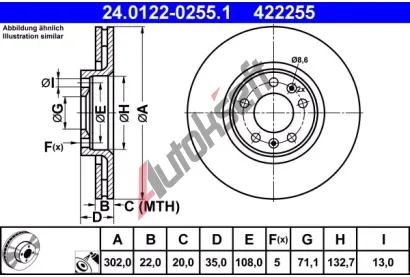 ATE Brzdov kotou - 302 mm AT 422255, 24.0122-0255.1