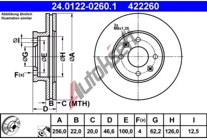 ATE Brzdov kotou - 256 mm AT 422260, 24.0122-0260.1