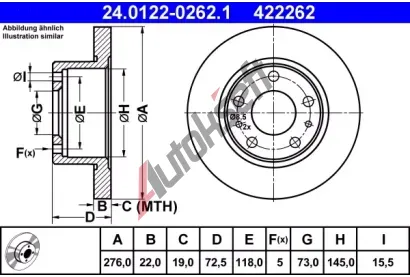 ATE Brzdov kotou - 276 mm AT 422262, 24.0122-0262.1