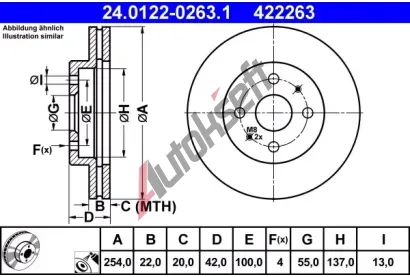 ATE Brzdov kotou - 254 mm AT 422263, 24.0122-0263.1