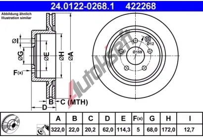 ATE Brzdov kotou - 322 mm AT 422268, 24.0122-0268.1
