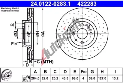 ATE Brzdov kotou - 284 mm AT 422283, 24.0122-0283.1