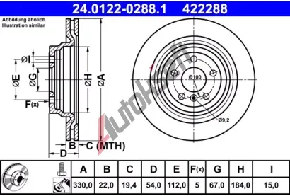 ATE Brzdov kotou - 330 mm AT 422288, 24.0122-0288.1