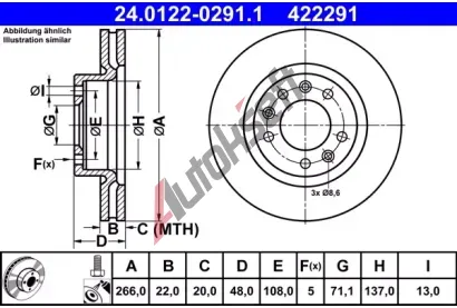 ATE Brzdov kotou - 266 mm AT 422291, 24.0122-0291.1