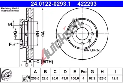 ATE Brzdov kotou - 256 mm AT 422293, 24.0122-0293.1