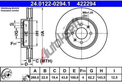 ATE Brzdov kotou - 280 mm AT 422294, 24.0122-0294.1