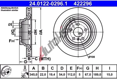 ATE Brzdov kotou - 345 mm AT 422296, 24.0122-0296.1