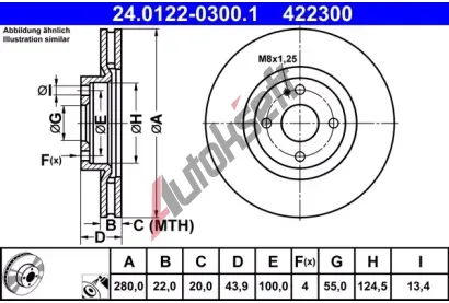 ATE Brzdov kotou - 280 mm AT 422300, 24.0122-0300.1