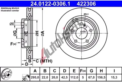 ATE Brzdov kotou - 295 mm AT 422306, 24.0122-0306.1