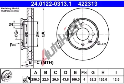 ATE Brzdov kotou - 256 mm AT 422313, 24.0122-0313.1
