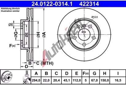 ATE Brzdov kotou - 294 mm AT 422314, 24.0122-0314.1