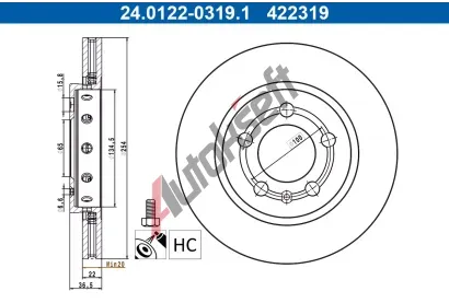 ATE Brzdov kotou - 254 mm AT 422319, 24.0122-0319.1
