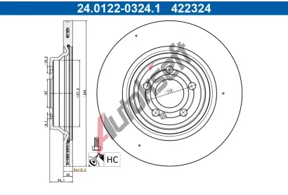 ATE Brzdov kotou - 345 mm AT 422324, 24.0122-0324.1